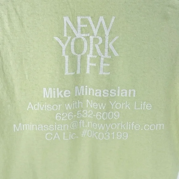 GILDAN NEW YORK LIFE Women’s Lime Green Egg Bowl T-shirt w Rabbit Ears Size S - Picture 5 of 5